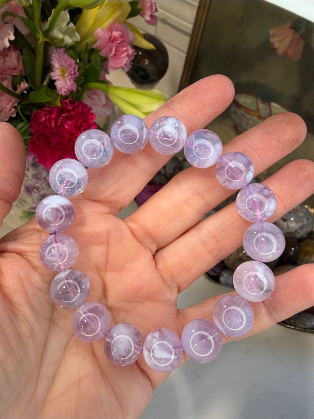 Rare Lavender Quartz Rabbit Hair Bracelet: B1181